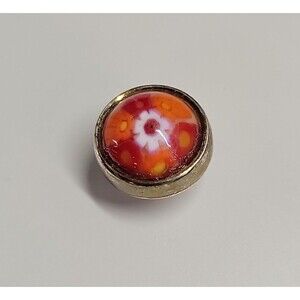 Kameleon Jewelpop Sterling 925‎ Red Orange Garden Flower Murano Glass Millefiori